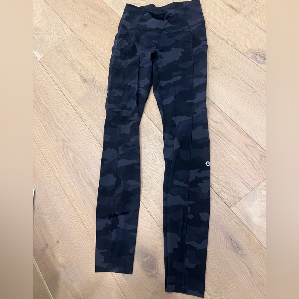 lululemon athletica Black Camo Leggings with pockets